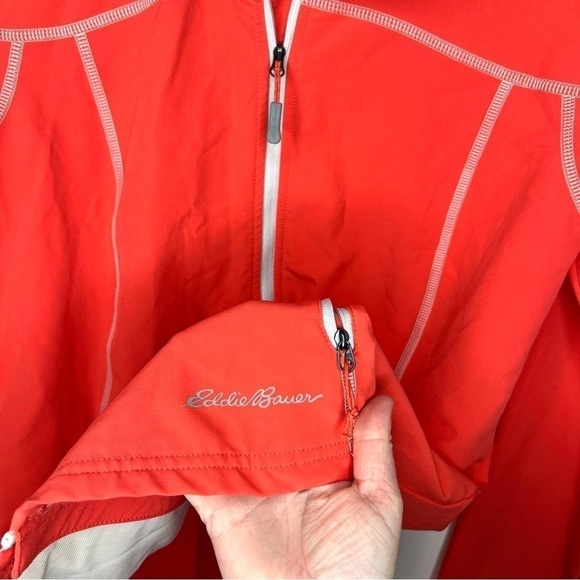 Eddie Bauer Scarlet Nantucket Red Zip Up Rain Windbreaker Jacket Size Medium - Picture 8 of 13